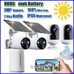 2K Outdoor Solar Wireless Security Camera System WiFi Home Battery CCTV Indoor