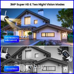 2K Outdoor Solar Wireless Security Camera System WiFi Home Battery CCTV Indoor