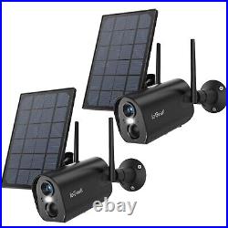 2PCS ieGeek Outdoor Solar Security Camera 2K Wireless Home WiFi Battery CCTV Cam