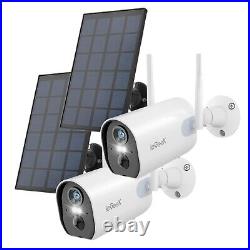 2PCS ieGeek Outdoor Wireless Solar Security Camera WiFi Home Battery CCTV System