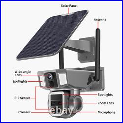 3 Lens CCTV IP Camera Outdoor Solar PTZ Smart Home Security IR Night Vision Cam