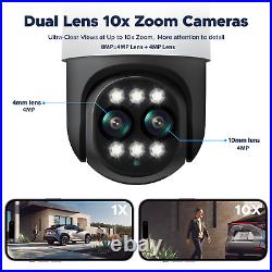 4K PoE Home Security CCTV Camera System Dual Lens 10x Zoom PTZ Set 8CH NVR 3TB