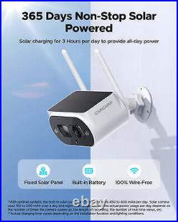 4MP Solar Battery Powered Wireless WiFi Outdoor Home Security Camera CCTV System