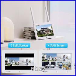 4MP Solar Powered Security Camera System Wireless Outdoor with Monitor for Home