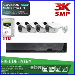 4ch 3k 5mp Smart Cctv Camera System Home Outdoor Security Dvr 1tb Hard Drive Kit