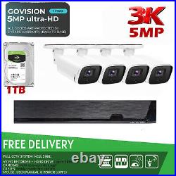 4ch 3k 5mp Smart Cctv Night Vision Camera System Home Outdoor Security 1tb Kit