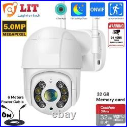 5MP FullHD Smart WIFI Calving Camera Outdoor PTZ IP Dome CCTV Home Security 32GB