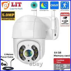 5MP FullHD Smart WIFI Calving Camera Outdoor PTZ IP Dome CCTV Home Security 64GB