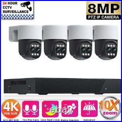 8MP CCTV Camera PoE System 4x IP PTZ Camera Dual Lens Home Security 8CH NVR Kit