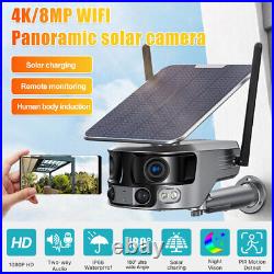 8MP WIFI Solar Power Battery Camera Dual Lens Night Vision Home Security Camera