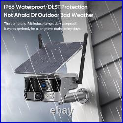 8MP WIFI Solar Power Battery Camera Dual Lens Night Vision Home Security Camera