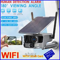 8MP WIFI Solar Power Battery Camera Dual Lens Night Vision Home Security Camera