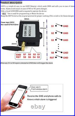 GSM Alarm System, Wireless Mini Smart Home Security Alarm System 8 Channels Int