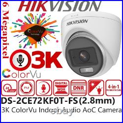 HIKVISION 5MP CCTV SECURITY CAMERA 3K SYSTEM AUDIO MIC ColorVU Mobile view KIT