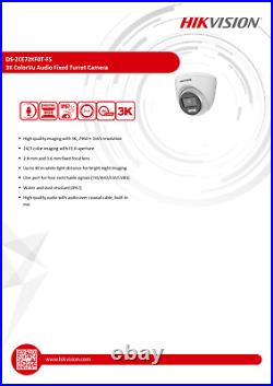 HIKVISION 5MP CCTV SECURITY CAMERA 3K SYSTEM AUDIO MIC ColorVU Mobile view KIT