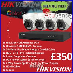 HIKVISION CCTV Camera System 4CH DVR Home Outdoor Security Kit with Hard Drive