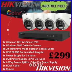 HIKVISION CCTV Camera System 4CH DVR Home Outdoor Security Kit with Hard Drive