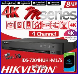 Hikvision 4K 8MP COLORVU CCTV KIT Home Audio CAMERA SYSTEM DVR + 2TB HDD IP67 UK