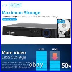 IDOME Home Security 8 channel NVR Recorder 8mp 4k CCTV IP POE CAMERA WIFI UK