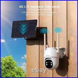 IeGeek Outdoor 4G Lte Solar Security Camera Wireless Home Battery CCTV IR Cam UK