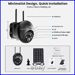 IeGeek Outdoor 5MP PTZ Security Camera Home Wireless WiFi Battery CCTV IR System