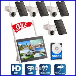 Solar Battery Wireless Home Security Camera System Outdoor Wifi 10 LCD NVR 500G