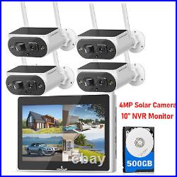 Solar CCTV Camera System Security Wireless Home 10CH 10 LCD Monitor Outdoor HDD