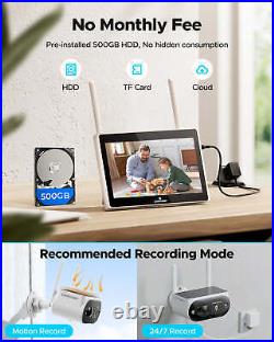 Solar CCTV Camera System Security Wireless Home 10CH 10 LCD Monitor Outdoor HDD