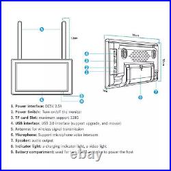 Solar Home Security Camera System Wireless Outdoor Touch Screen Monitor NVR Kit