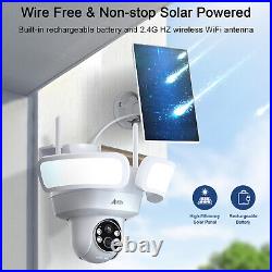 Solar IP Camera Wireless WIFI Home Security Outdoor CCTV HD PTZ Smart Light 2K