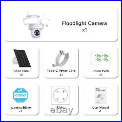 Solar IP Camera Wireless WIFI Home Security Outdoor CCTV HD PTZ Smart Light 2K