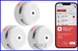 Wi-Fi Smoke Alarm 3-Pack, Smart Home Security, Replaceable Battery, EN 14604