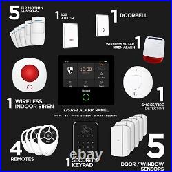 Wireless 21 Piece Home Security Alarm 4G WiFi Smart Burglar Intruder Fire System