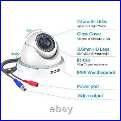 ZOSI 1080P 8CH DVR 8x 2MP CCTV Home Security Dome Camera System 2TB Night Vision