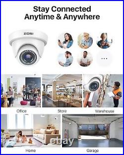 ZOSI 1080P 8CH DVR 8x 2MP CCTV Home Security Dome Camera System 2TB Night Vision