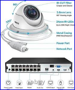 ZOSI 16 Channel Outdoor CCTV Home Security Camera System 4K POE NVR With 4TB HDD