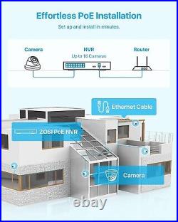 ZOSI 16 Channel Outdoor CCTV Home Security Camera System 4K POE NVR With 4TB HDD