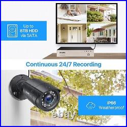 ZOSI 2TB FULL HD 1080P 8CH DVR 1920TVL CCTV Home Security Camera System Outdoor