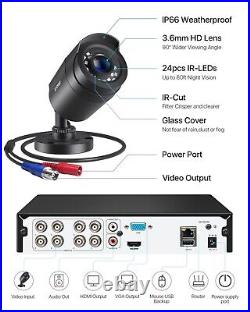 ZOSI 2TB FULL HD 1080P 8CH DVR 1920TVL CCTV Home Security Camera System Outdoor