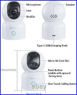 ZOSI 3MP CCTV PTZ WiFi Camera Home Security 2-Way Talk Auto-Tracking Camera Kit