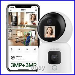 ZOSI 3MP WIFI IP Camera Dual lens Wireless Indoor CCTV Home Smart Security Baby