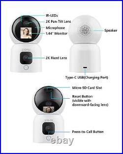 ZOSI 3MP WIFI IP Camera Dual lens Wireless Indoor CCTV Home Smart Security Baby