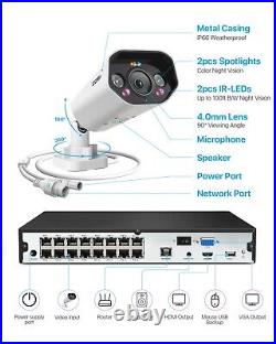 ZOSI 4K 8MP PoE CCTV IP Camera System 8CH 16CH NVR Home Security Outdoor Audio