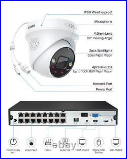 ZOSI 4K 8MP PoE CCTV IP Camera System 8CH 16CH NVR Home Security Outdoor Audio