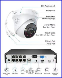 ZOSI 4K POE CCTV System 8MP Camera ColorVu 2 Way Audio Home Security 8-Port 16CH