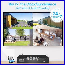 ZOSI 4K POE CCTV System 8MP Camera ColorVu 2 Way Audio Home Security 8-Port 16CH