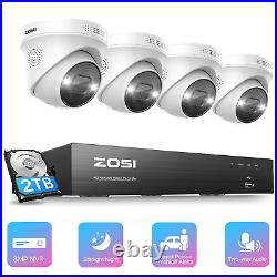 ZOSI 4K POE CCTV System 8MP Camera ColorVu 2 Way Audio Home Security Dome Camera