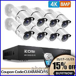 ZOSI 4K Ultra HD CCTV Camera 8CH Home Security System Outdoor 8MP DVR +2TB HDD