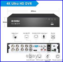 ZOSI 4K Ultra HD CCTV Camera 8CH Home Security System Outdoor 8MP DVR +2TB HDD