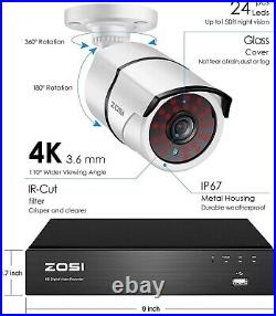 ZOSI 4K Ultra HD CCTV Camera 8CH Home Security System Outdoor 8MP DVR +2TB HDD